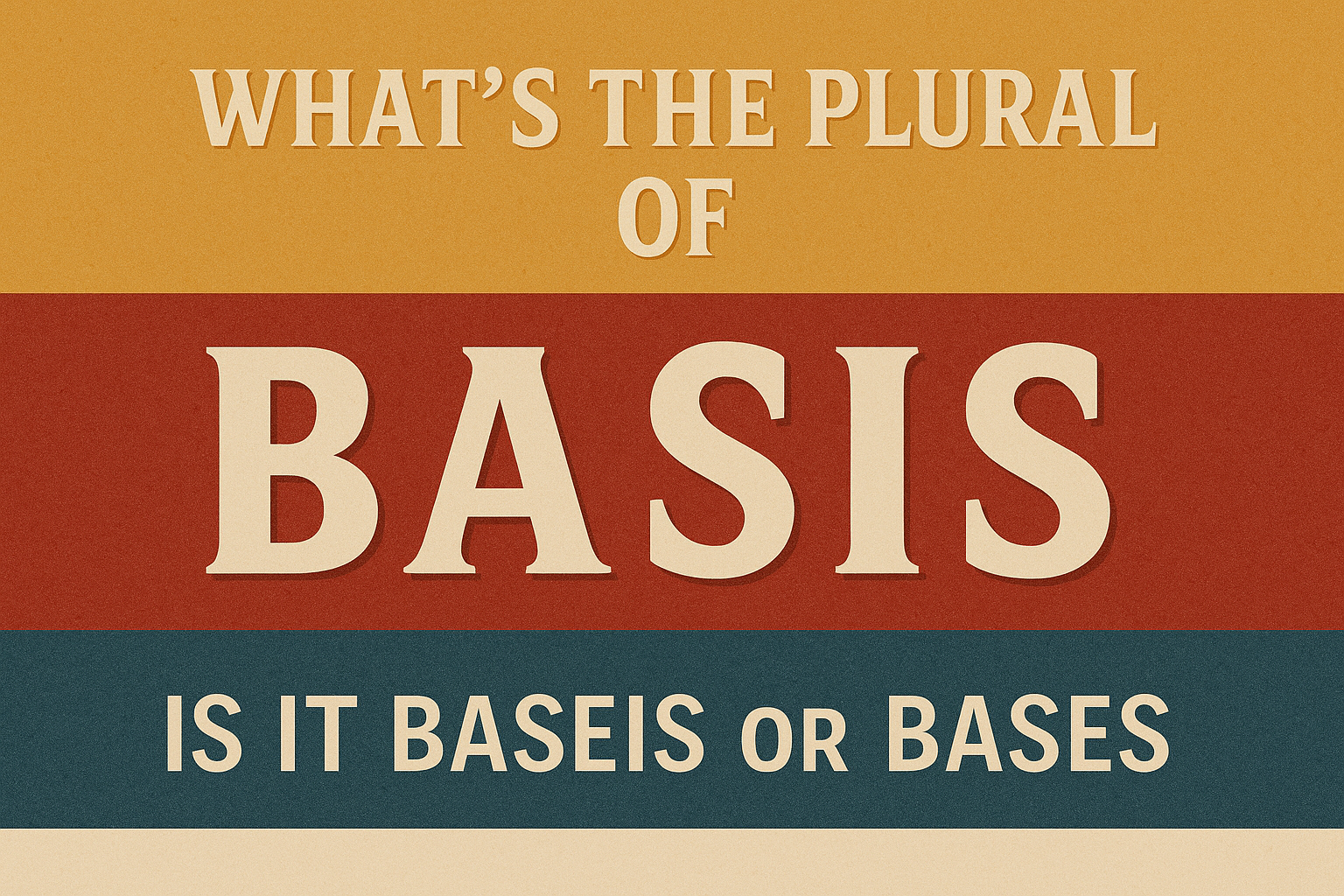 Generate an image for blog post for this article"What’s the Plural of Basis? Is it Baseis or Bases"